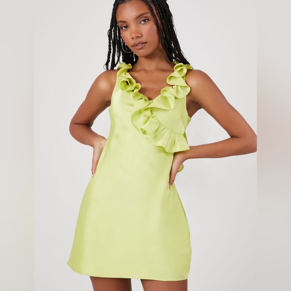 Forever 21 Yellow Green Ruffled Mini Sundress - Picture 2 of 7